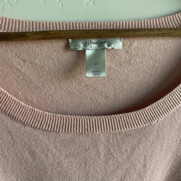 CJ Banks - Pink knit top with Lattice detail - Picture 9 of 9